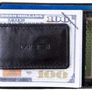 Viosi Money Clip Leather Wallet For Men Slim Front Pocket Credit Card Holder with Powerful Rare Earth Magnets