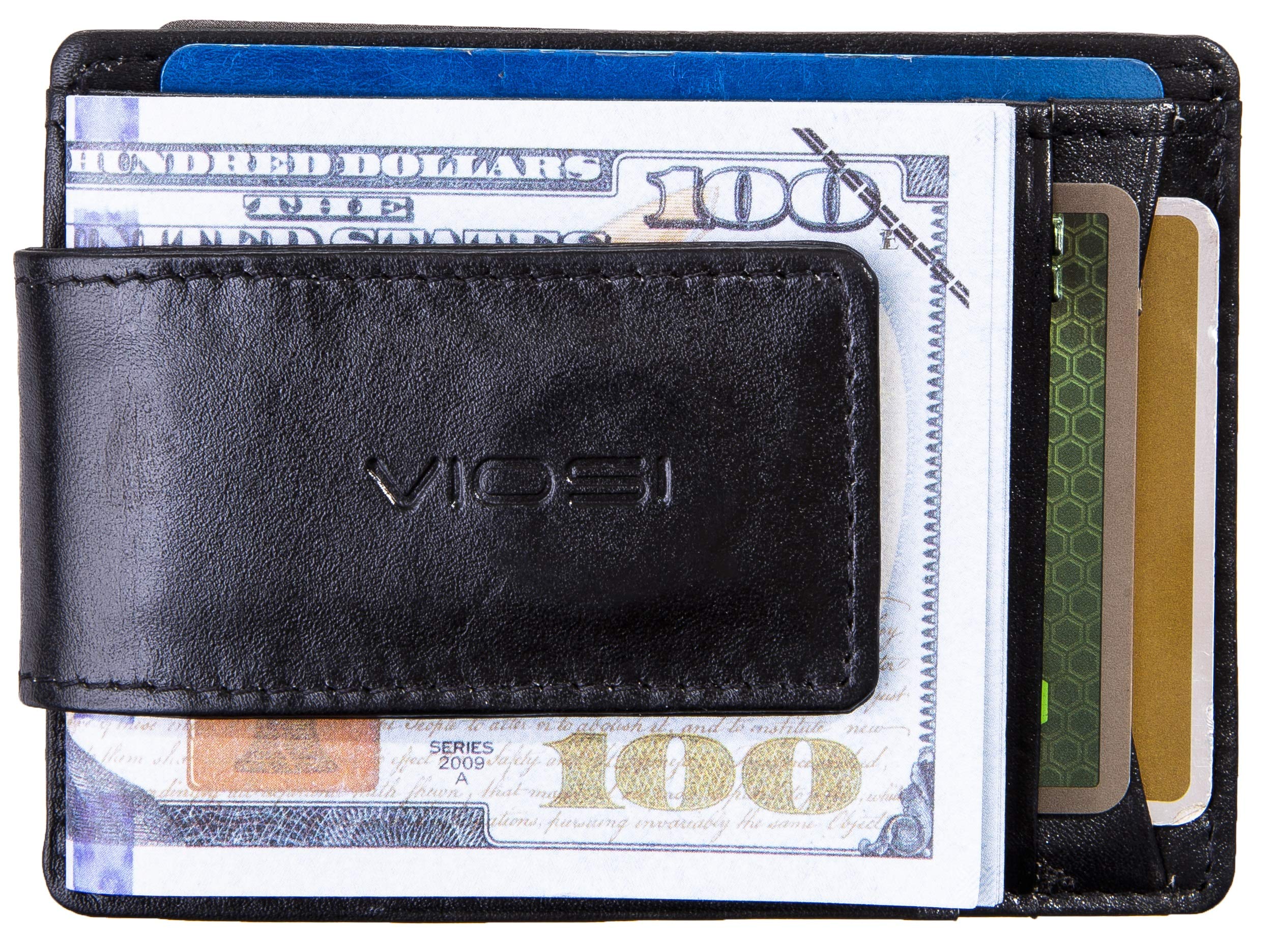 Viosi Money Clip Leather Wallet For Men Slim Front Pocket Credit Card Holder with Powerful Rare Earth Magnets