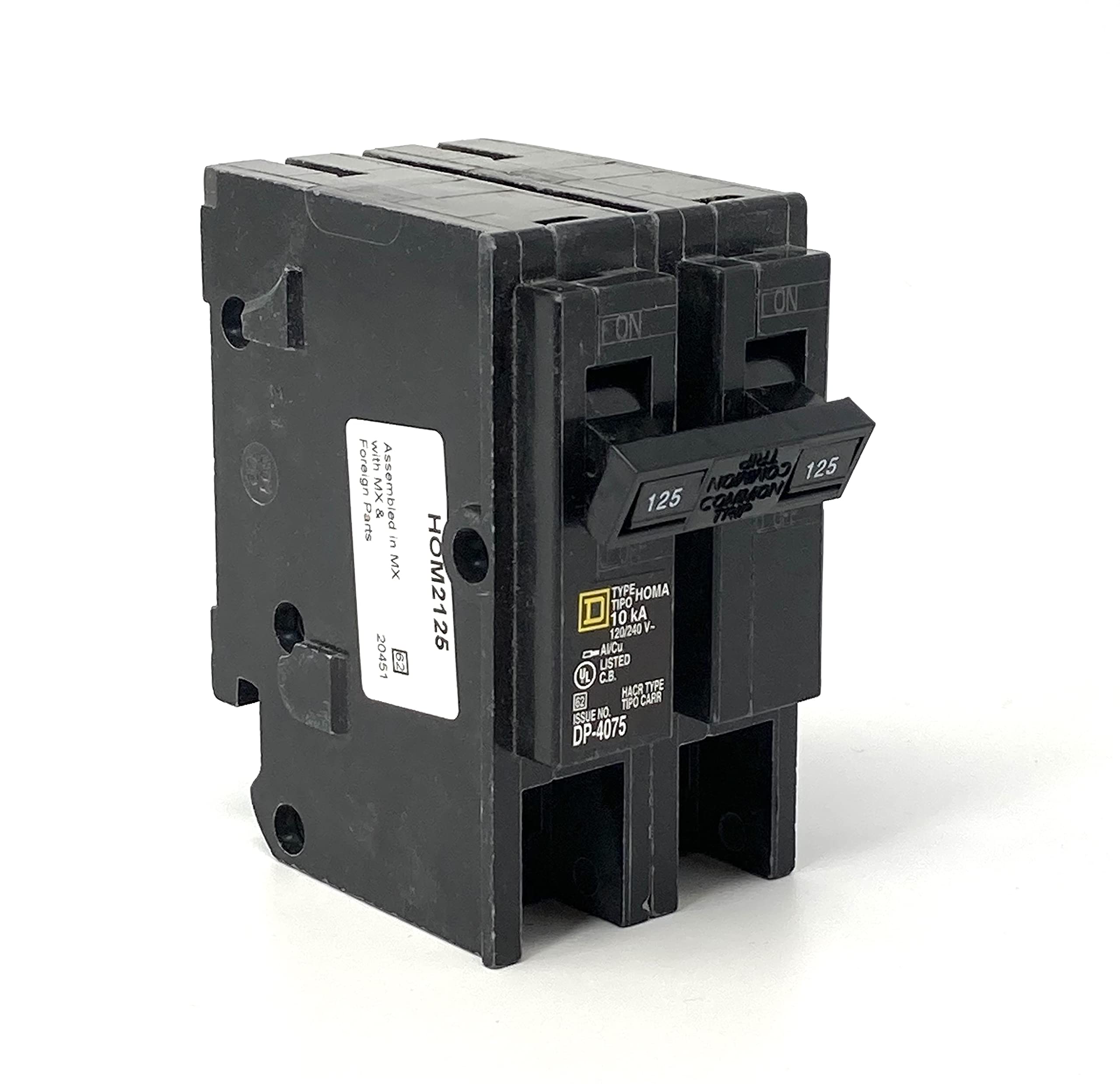 SCHNEIDER ELECTRIC 120/240-Volt 125-Amp HOM2125 Miniature Circuit Breaker 120/240V 125A, Black