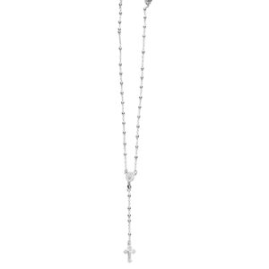 Ritastephens Italian Sterling Silver 3mm Rosary Bead Virgin Mary Cross Necklace, 24"