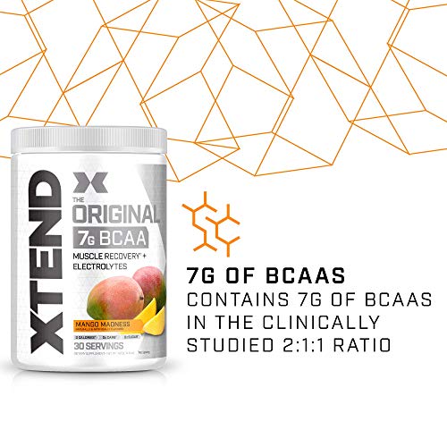 Xtend Original BCAA Powder Mango Madness, Sugar Free Post Workout Muscle Recovery Drink with Amino Acids for Men & Women, 14.8 Oz