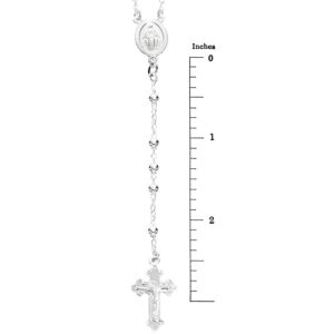 Ritastephens Italian Sterling Silver 3mm Rosary Bead Virgin Mary Cross Necklace, 24"