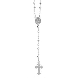 Ritastephens Italian Sterling Silver 3mm Rosary Bead Virgin Mary Cross Necklace, 24"