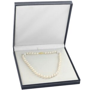 The Pearl Source 14K Gold 6.5-7.0mm AAAA Quality Round White Freshwater Cultured Pearl Necklace for Women in 36" Opera Length