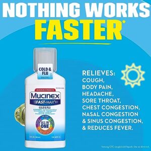 Mucinex Fast-Max Cold & Flu All-in-One Maximum Strength Liquid, 6 fl. oz. (Packaging May Vary)