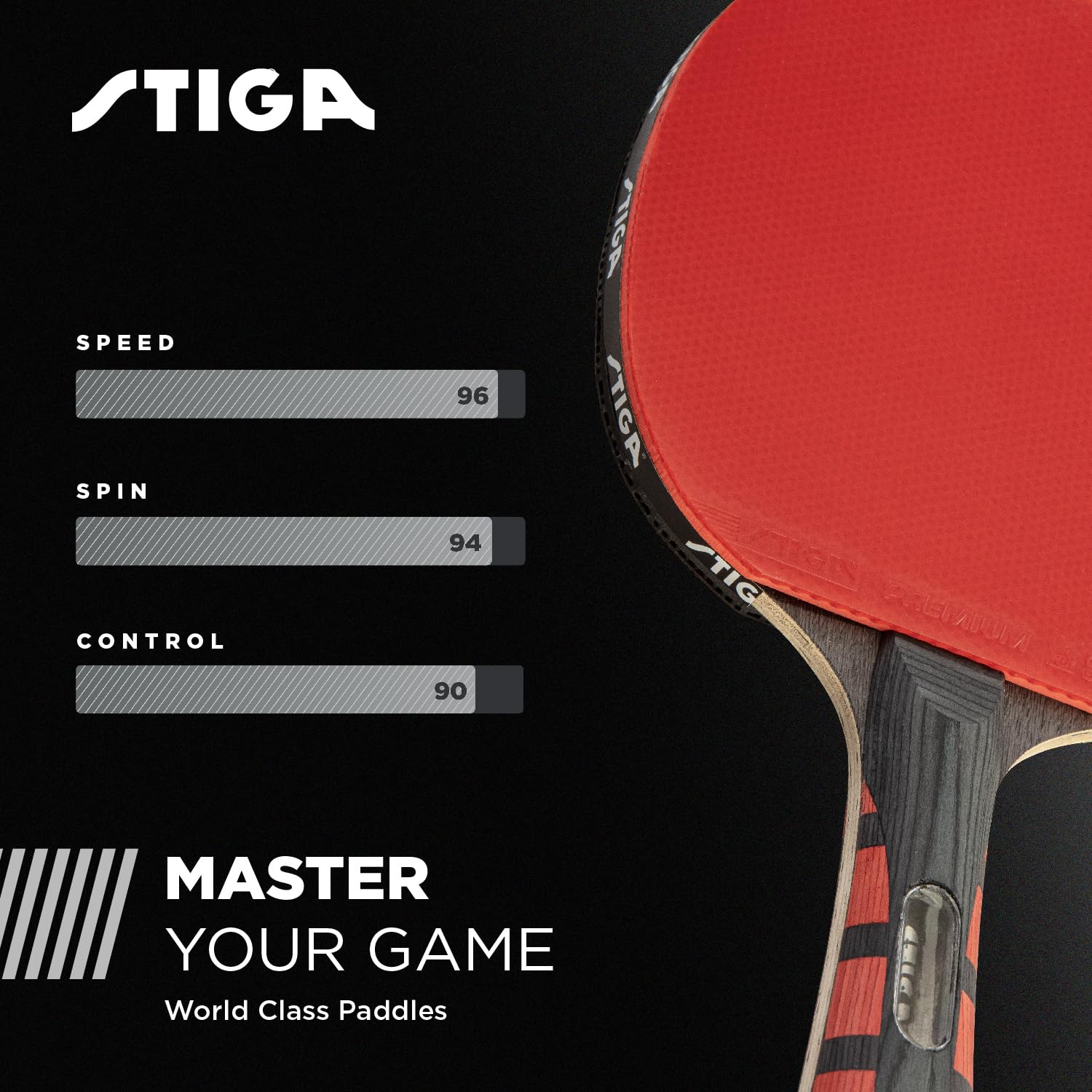 STIGA Evolution Performance Ping Pong Paddle - 6-ply Light Blade - 2mm Tournament-Approved Premium Sponge - Flared Handle for Next-Gen Grip & Control - Performance Table Tennis Racket