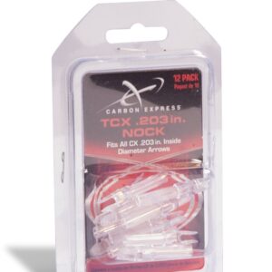 Carbon Express TCX Nock, Size .203 (Fits PileDrive Pass Thru Extreme 250 & 350), 12-Pack, Clear