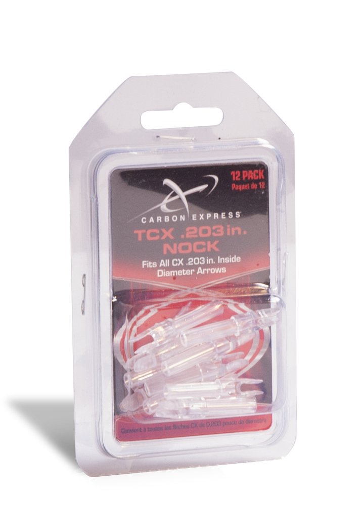 Carbon Express TCX Nock, Size .203 (Fits PileDrive Pass Thru Extreme 250 & 350), 12-Pack, Clear