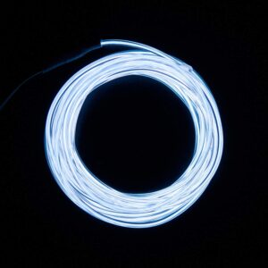 lychee EL Wire Neon Glowing Strobing Electroluminescent Light El Wire for Parties, Halloween Decoration (White, 15ft)