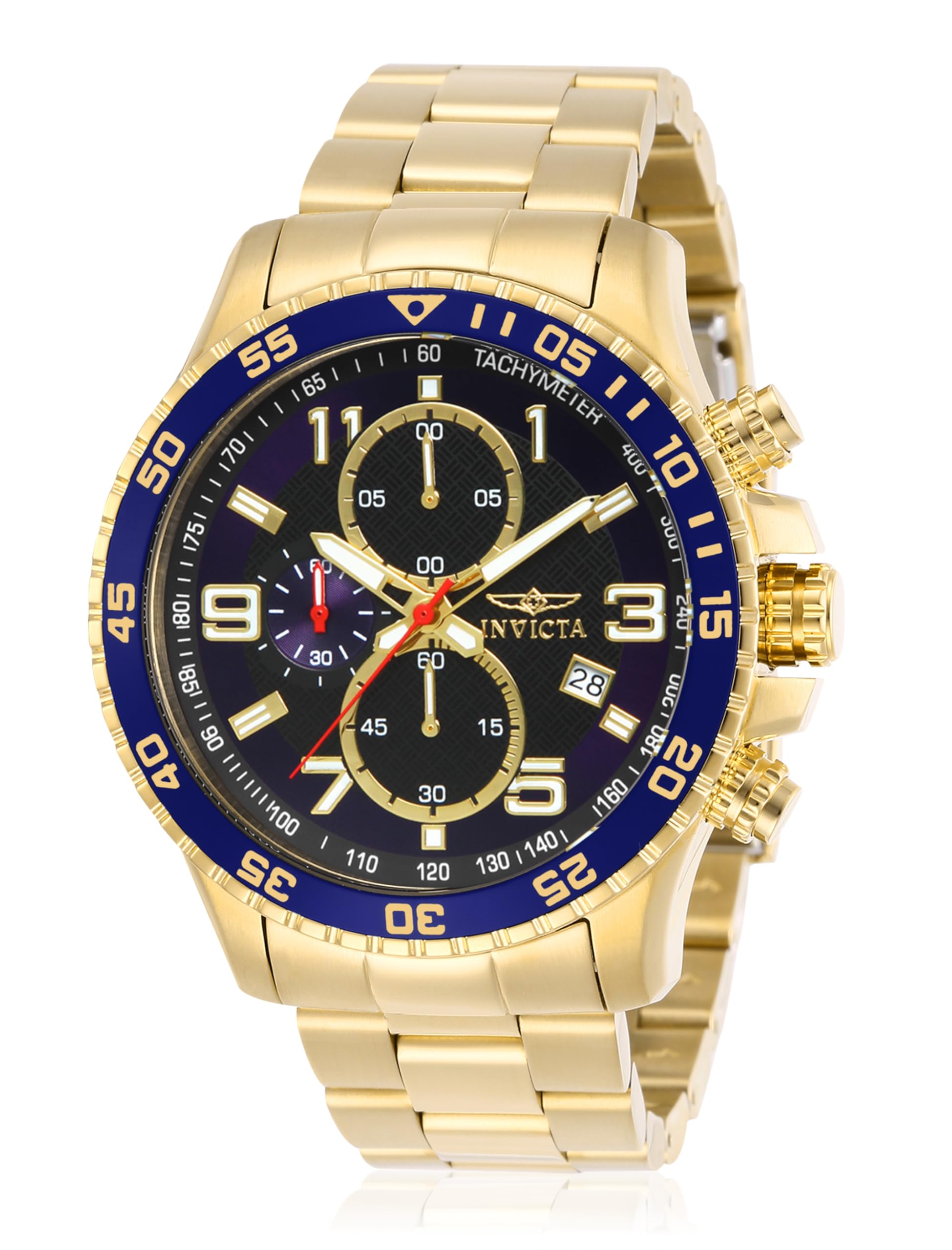 Invicta Men's 14878 Specialty Chronograph Dark Blue Textured Dial Gold Ion-Plated Stainless Steel Watch