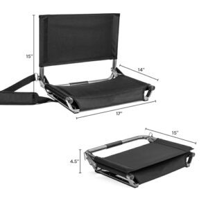 Cascade Mountain Tech Portable Folding Steel Stadium Seats for Bleachers , Black, Regular - 17"