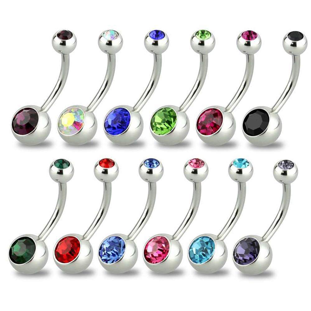 Lot of 12 Double Jeweled Crystal Belly Button Navel Rings Piercing