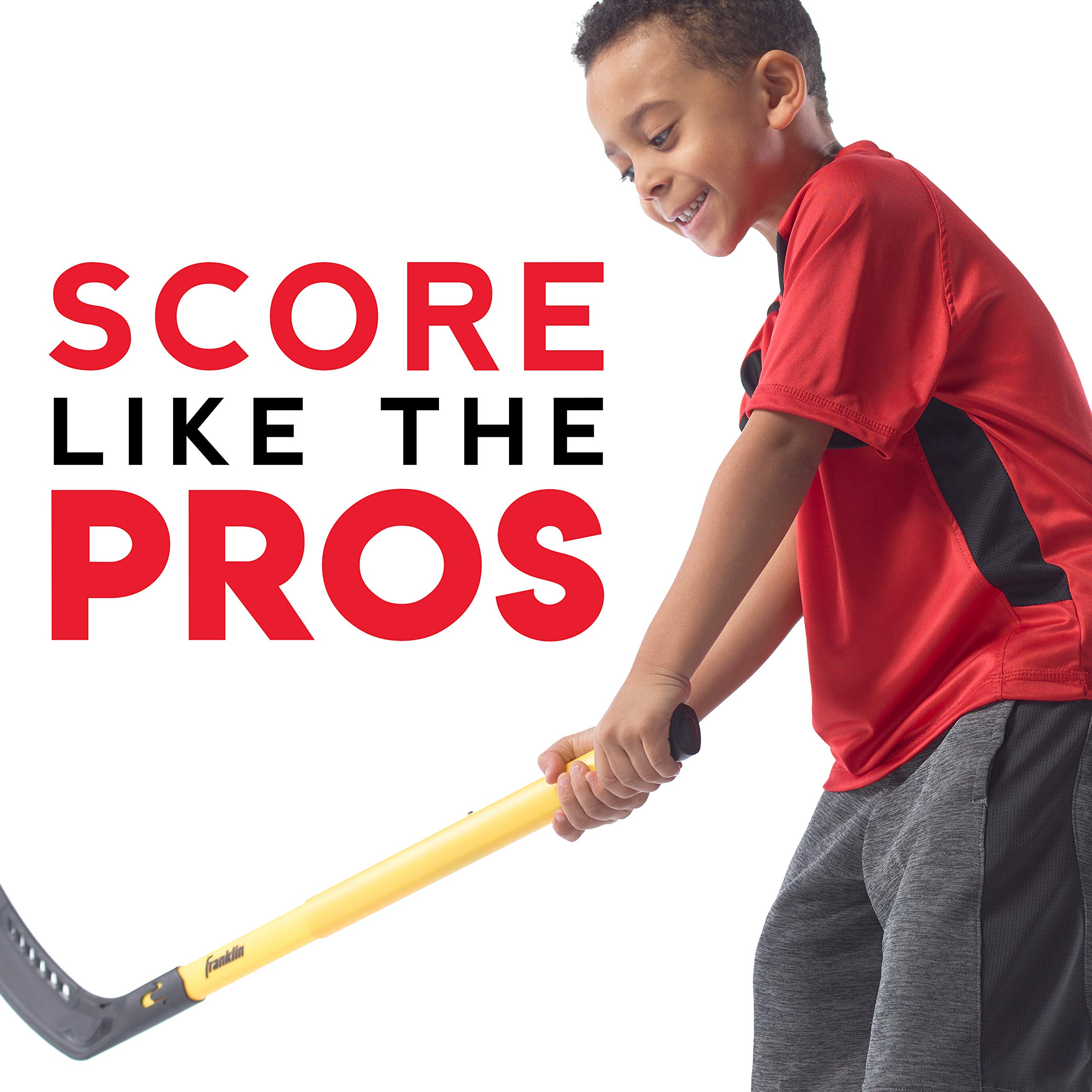 Franklin Sports Mini Hockey Goal Set - NHL Light Up Knee Hockey Goal and Stick Set with Hockey Ball - Perfect for Indoor Floor Hockey and Knee Hockey, Red