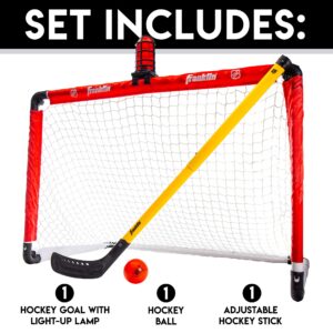 Franklin Sports Mini Hockey Goal Set - NHL Light Up Knee Hockey Goal and Stick Set with Hockey Ball - Perfect for Indoor Floor Hockey and Knee Hockey, Red