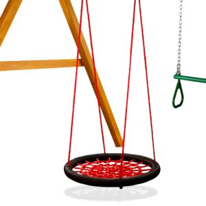 gorilla playsets 04-0029-bk/r extra large orbit swing, red netting, black nylon ropes, weight capacity - 220 lbs