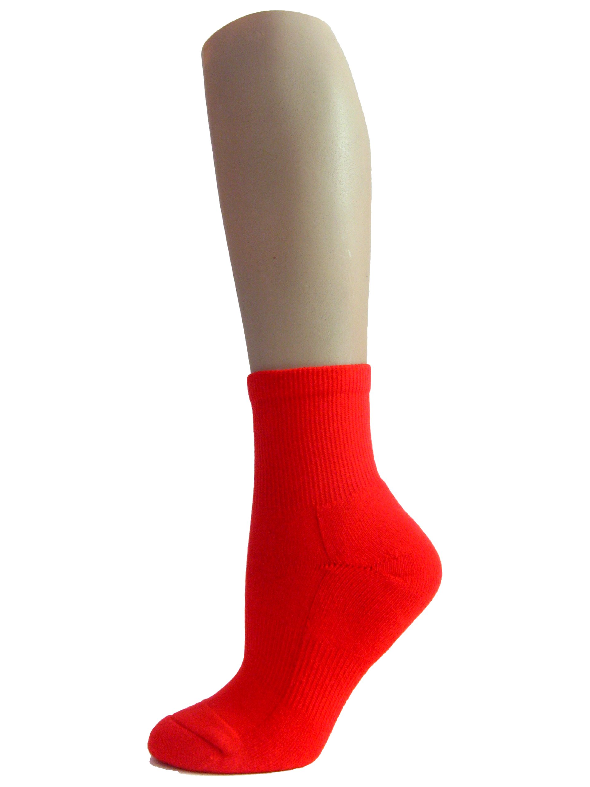 COUVER Youth Kids Sports Quarter Athletic Socks, RED, Size Youth Large