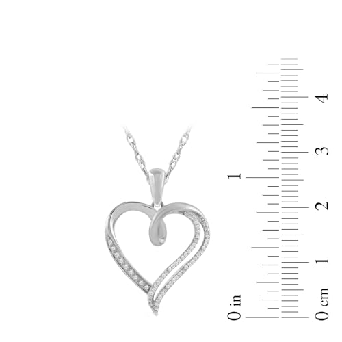 Amazon Essentials women Sterling Silver Diamond Heart Pendant Necklace (1/10 cttw), 18" (previously Amazon Collection)