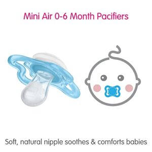 MAM Mini Air Pacifiers, Sensitive Skin Pacifier 0-6 Months for Breastfed Babies, Baby Boy Pacifiers, 2 Count (Pack of 1), Designs May Vary