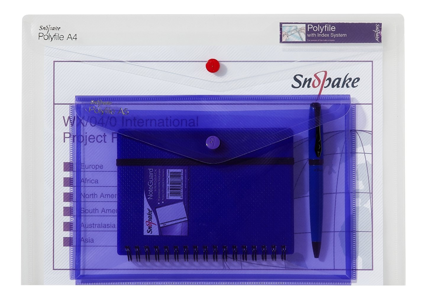 Snopake A4/A5 Polyfile Duo Popper Wallet with Index Tab and Press Stud Closure – Clear [Pack of 5] Ref: 15693