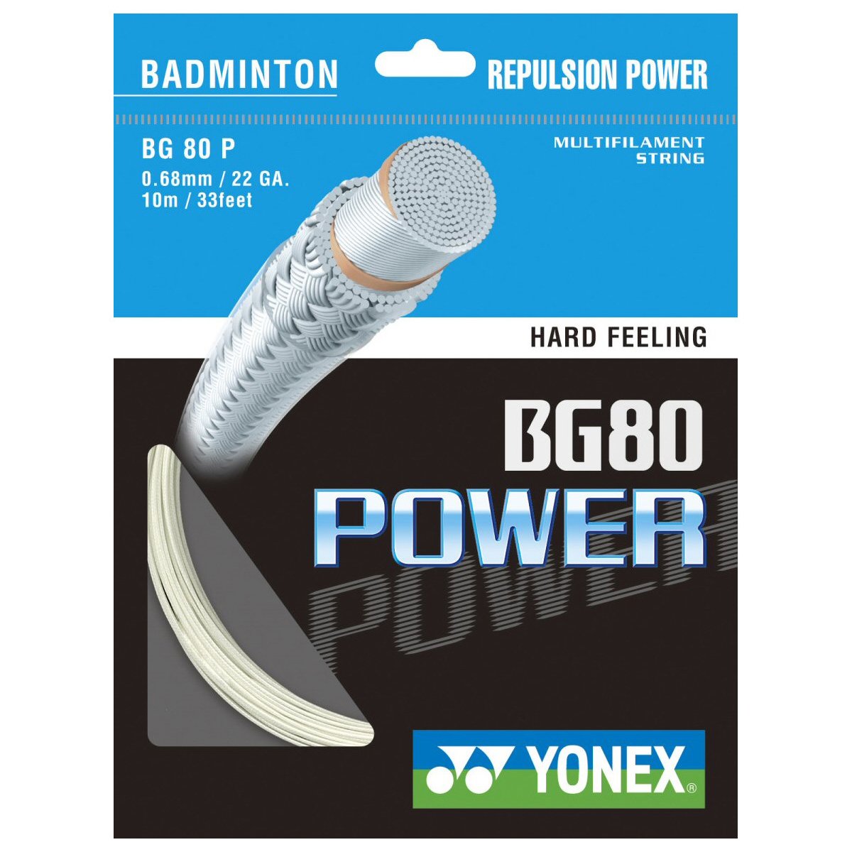 YONEX BG80 Power (.68mm) Badminton String Set (White)