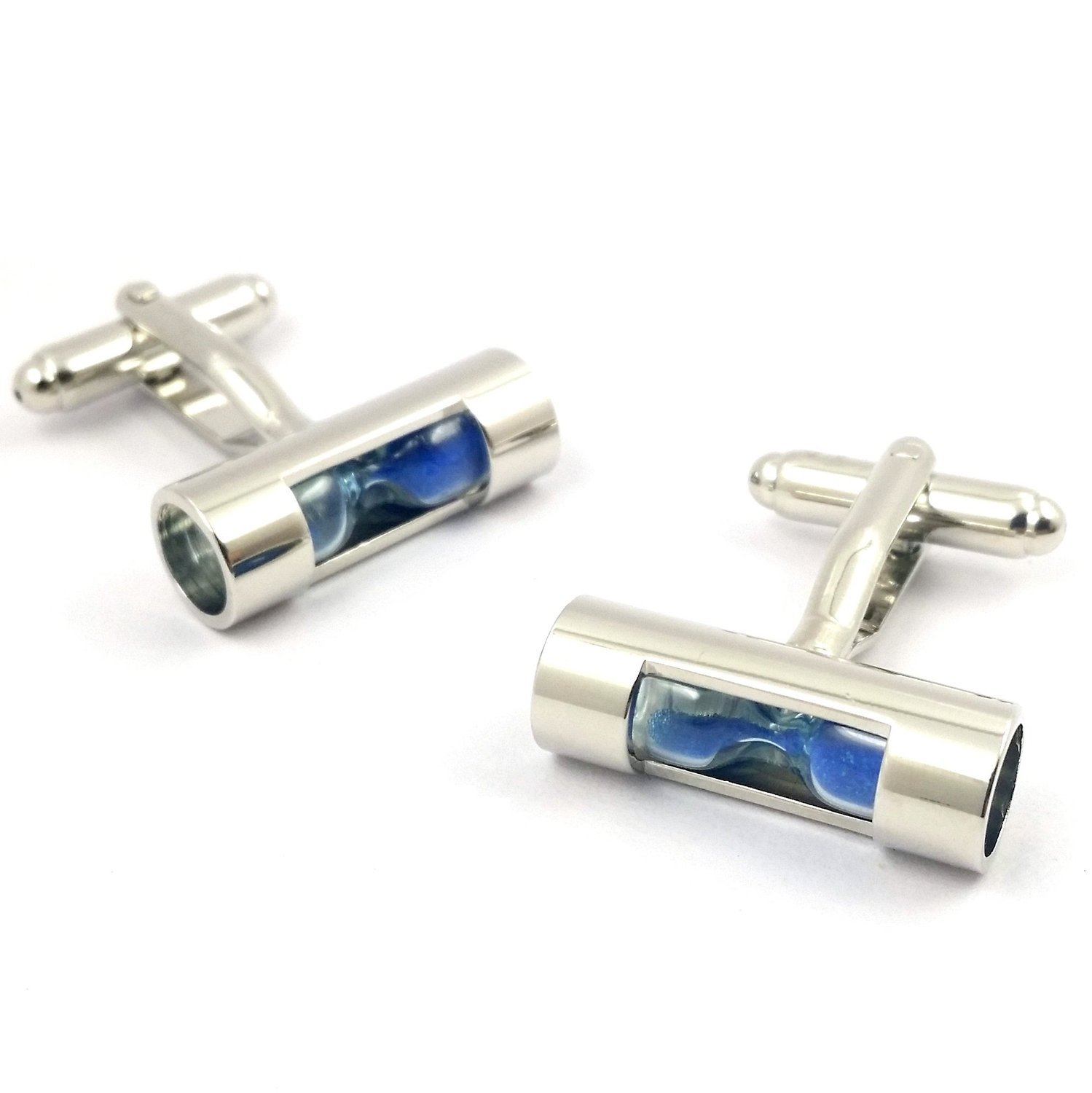 Blue Cufflinks Classic Hourglass Cufflinks for Mens French Shirt with a Gift Box