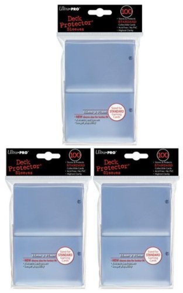 (300) Ultra Pro New Standard Size(66mm x 91mm) Clear Deck Protectors Sleeves! 3 Factory Sealed 100ct Packs (#82689) with Ultra Pro* *s Hologram Quality Seal of Durability! Stores and Protects