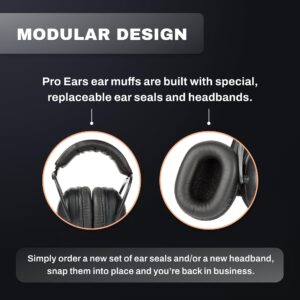 Pro Ears Ultra Sleek Passive Hearing Protection Ear Muffs, Superior Comfort for Long Gun Use, Indoor and Outdoor Range, NRR 26, Made in USA, Adjustable and Padded, Black