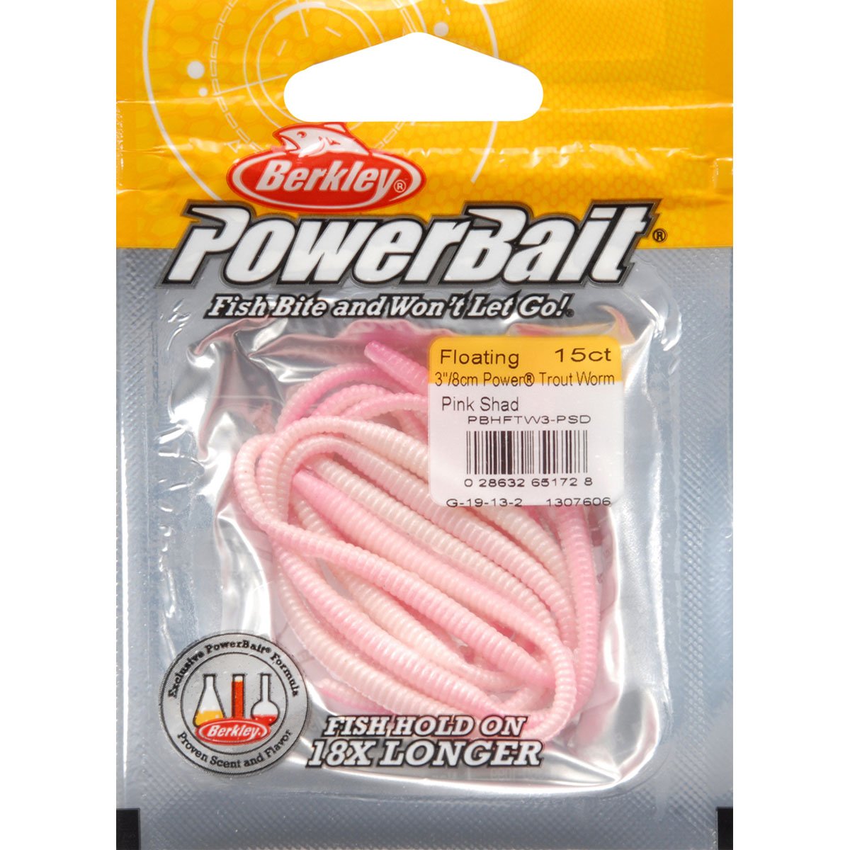 Berkley PowerBait Power Floating Trout Worm Fishing Bait, Pink Shad, 3in | 8cm, Irresistible Scent & Flavor, Realistic Worm Profile, Ideal for Trout and More