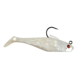 berkley powerbait pre-rigged swim shad fishing bait, pearl red eye, 3in | 8cm, irresistible scent & flavor, realistic profile, ready-to-fish, ideal for bass, walleye, pike and more