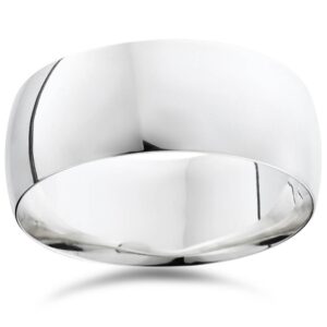 P3 POMPEII3 9mm Dome High Polished Wedding Band 10K White Gold - Size 8