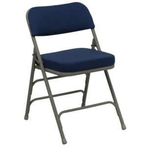 Flash Furniture Hercules Series Metal Folding Chairs with Cushioned Seat, Fabric Upholstered Event Chairs with 300-lb. Static Weight Capacity, Set of 2, Navy