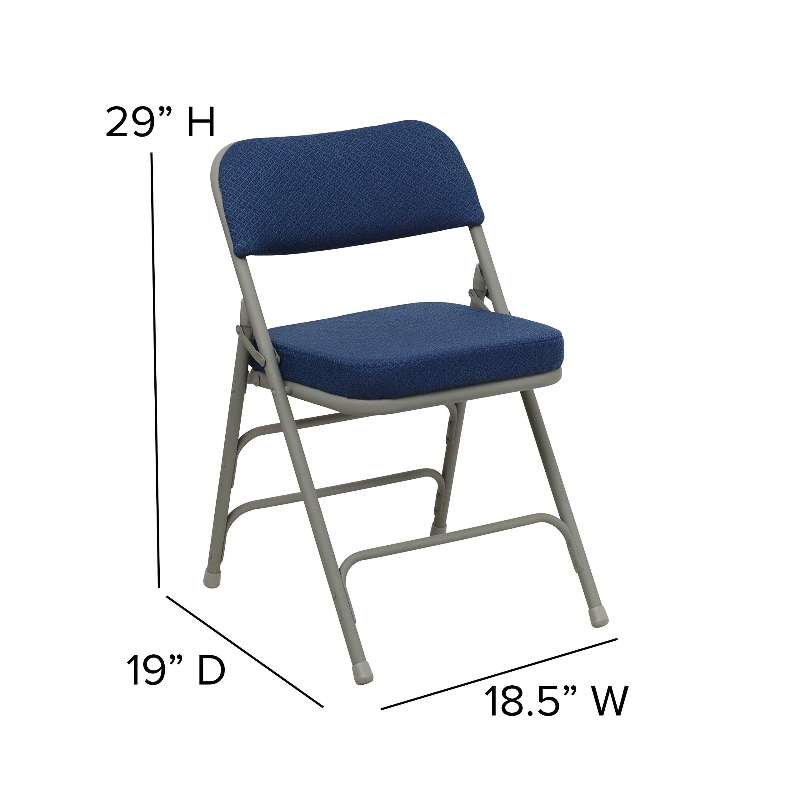 Flash Furniture Hercules Series Metal Folding Chairs with Cushioned Seat, Fabric Upholstered Event Chairs with 300-lb. Static Weight Capacity, Set of 2, Navy