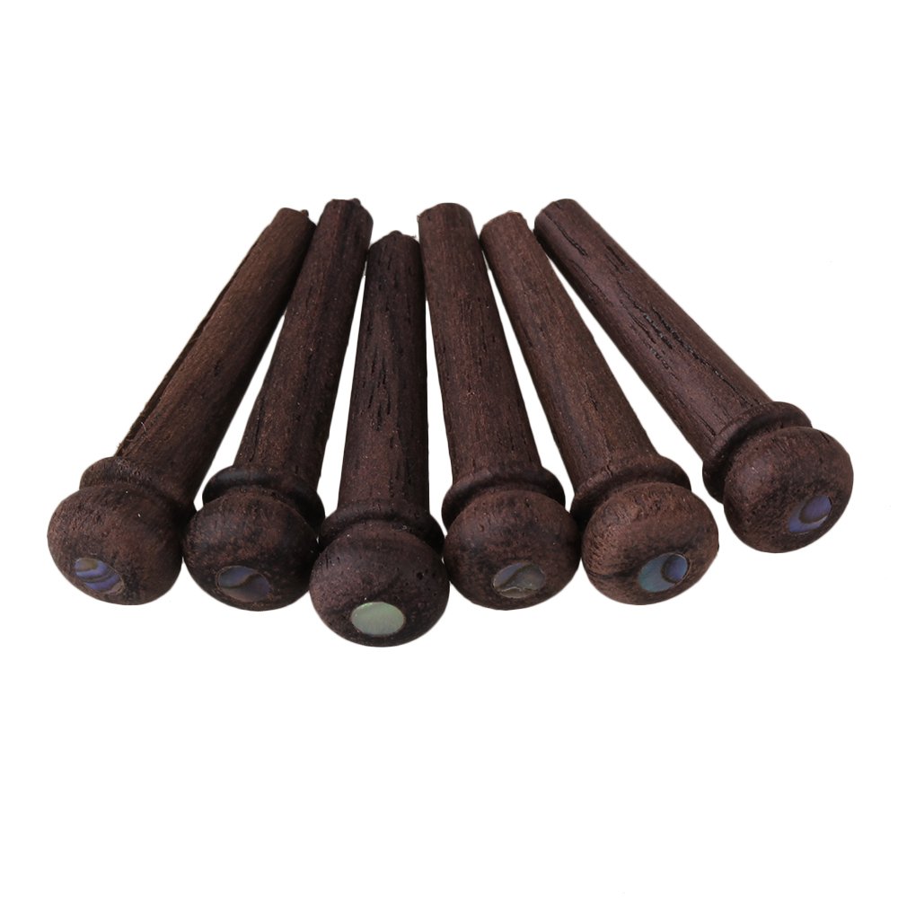 BQLZR Acoustic Guitar Rosewood Bridge Pins W/PEARL Shell Dot Wooden Acoustic Guitar Pegs Pack of 6