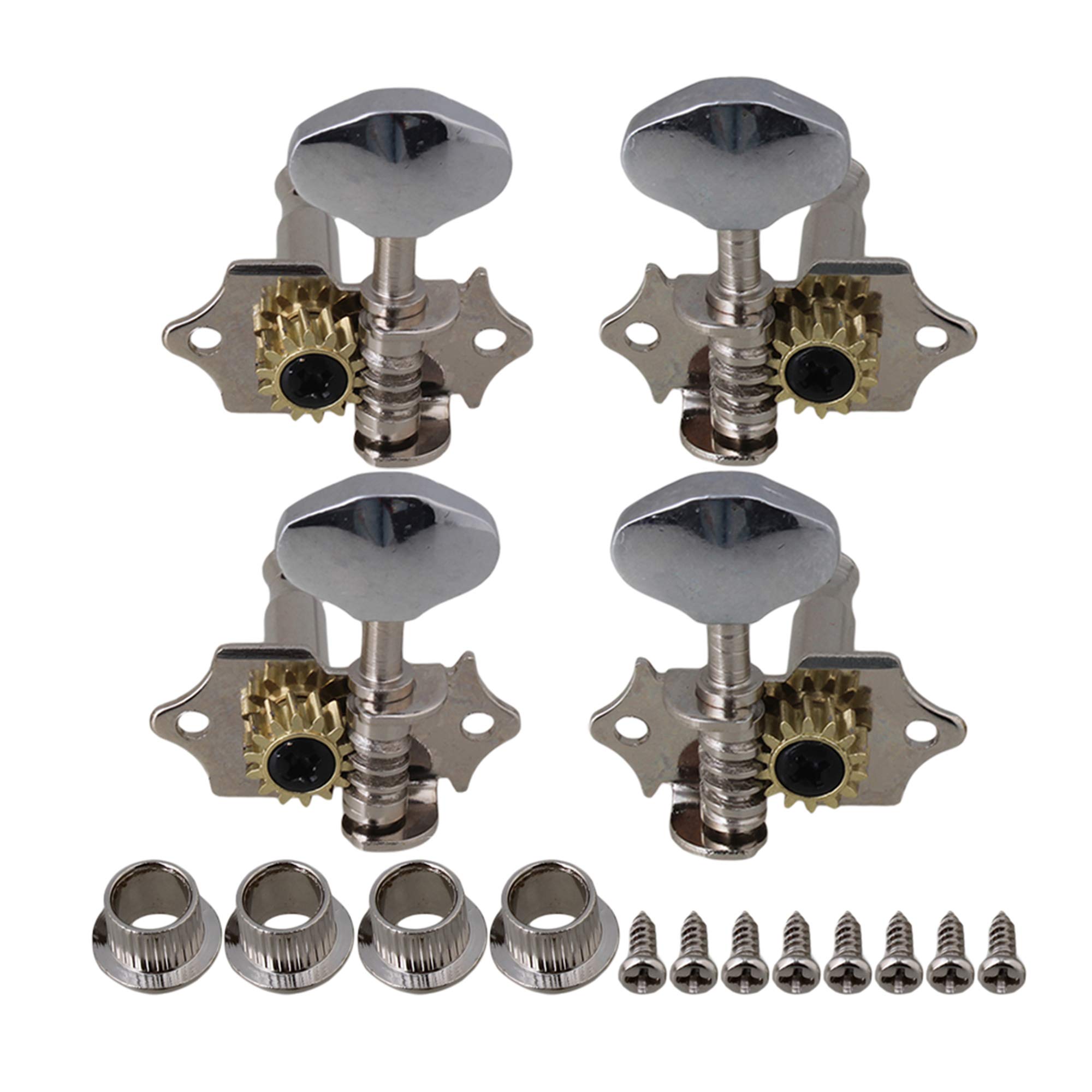 BQLZR Chrome Tuning Pegs Machine Heads 2R2L For Ukulele 4 String Guitar Bass