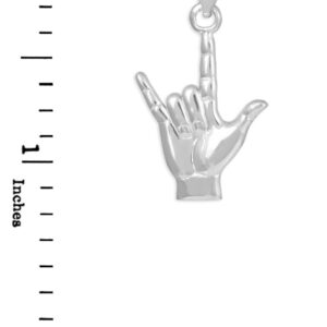 925 Sterling Silver I Love You Hand Sign Language Charm Pendant