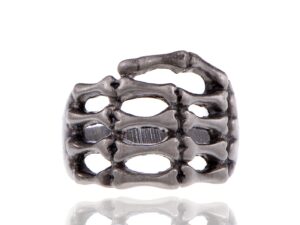 alilang gunmetal tone creepy skeleton hand grasping your finger statement fashion ring