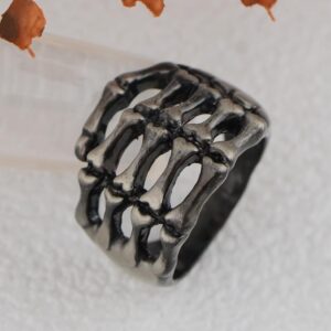 Alilang Gunmetal Tone Creepy Skeleton Hand Grasping Your Finger Statement Fashion Ring