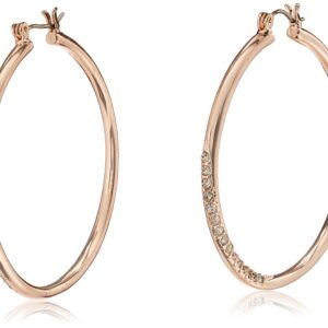 GUESS "Basic" Rose Gold Stone Front Hoop Earrings