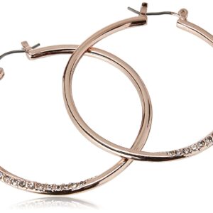 GUESS "Basic" Rose Gold Stone Front Hoop Earrings