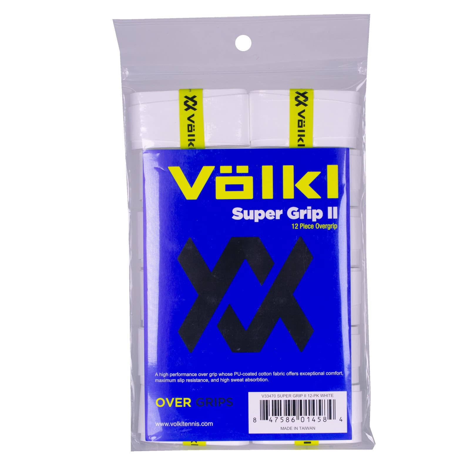 VOLKL Super Grip II | Cotton | Overgrip | High Performance Tennis Grip (White, 12 Pack)