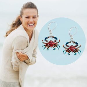 PammyJ Crab Dangle Earrings (Red-Blue)