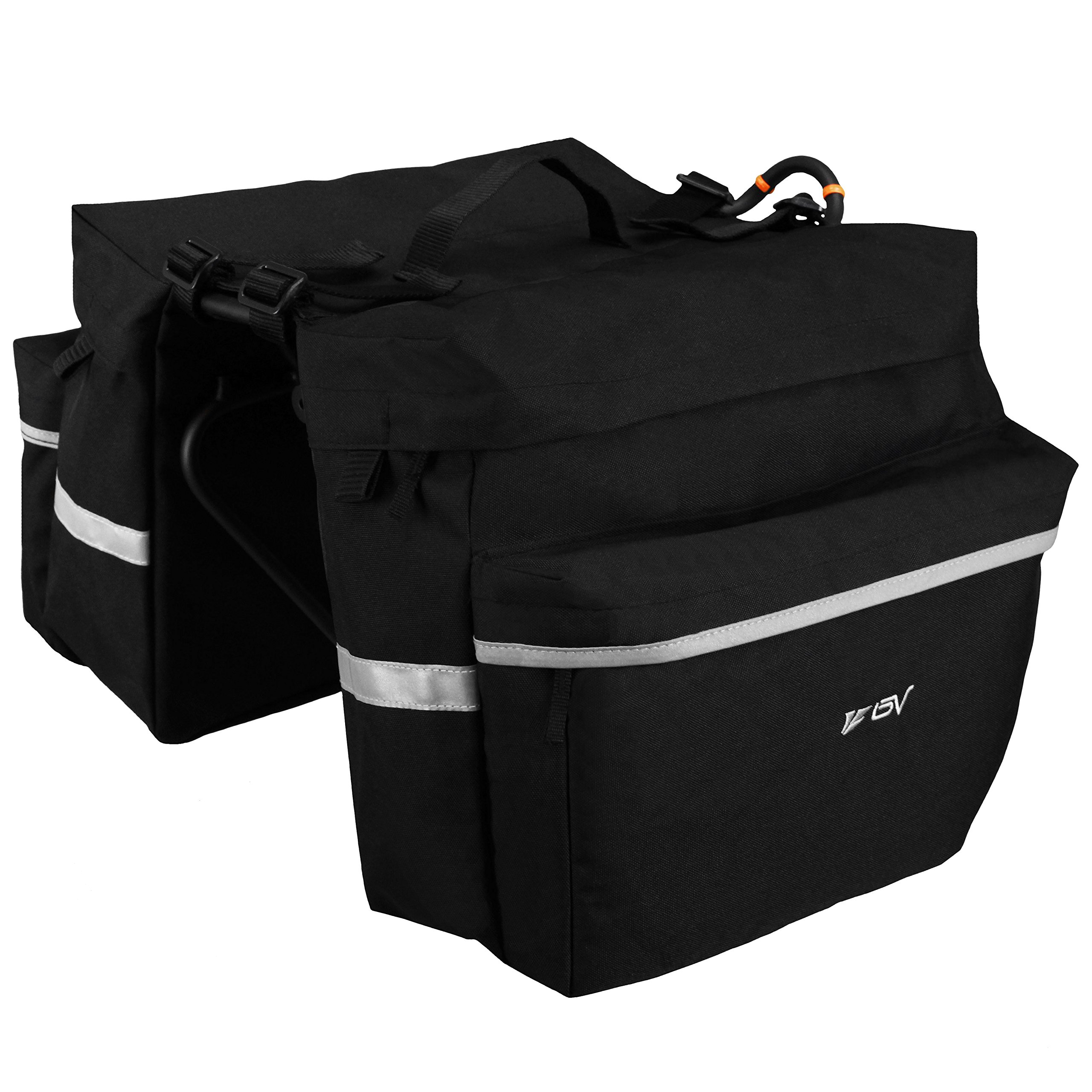 BV Bike Panniers 26L With Adjustable Hooks - Panniers For Bicycles With Carrying Handle, Bike Pannier Bag With 3M Reflective Trim For More Visibility - Bicycle Commuting Pannier Fit Most Bicycle Rack