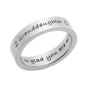 Beads & Pearls Jewelry 5mm Stainless Steel Granddaughter's Ring - Granddaughter I'm So Glad You are Mine Granddaughter's Ring with CZ, Size 9