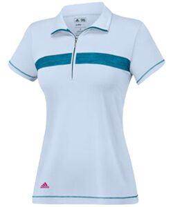 adidas golf women's puremotion textured print zip polo, dew/teal/white, large