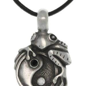 Jewelry Trends Frog on Yin Yang Pewter Pendant Necklace 18" Leather Cord