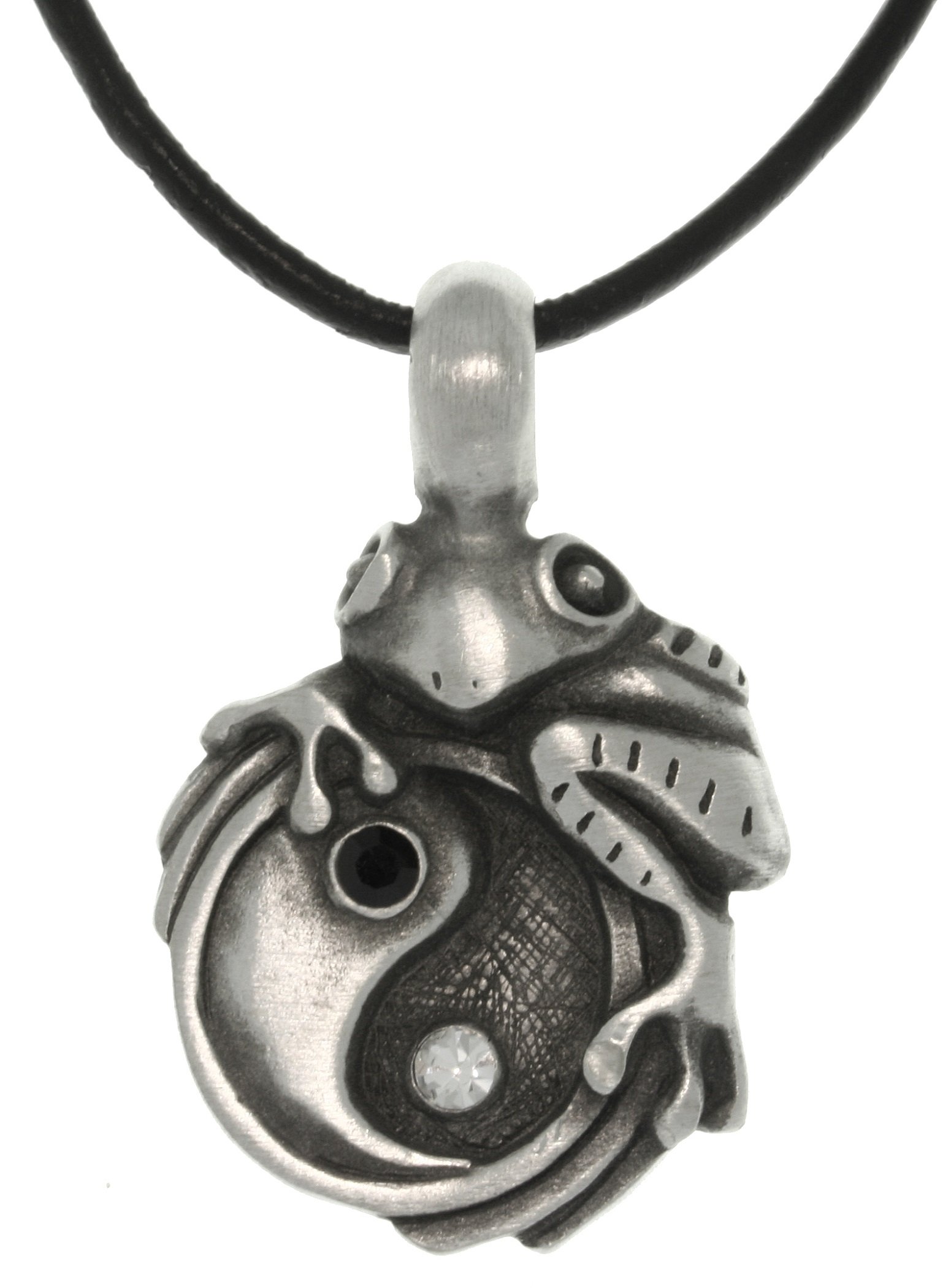 Jewelry Trends Frog on Yin Yang Pewter Pendant Necklace 18" Leather Cord