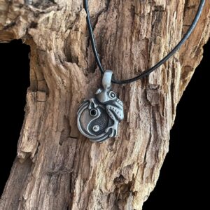 Jewelry Trends Frog on Yin Yang Pewter Pendant Necklace 18" Leather Cord