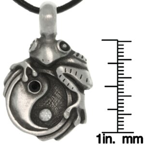 Jewelry Trends Frog on Yin Yang Pewter Pendant Necklace 18" Leather Cord