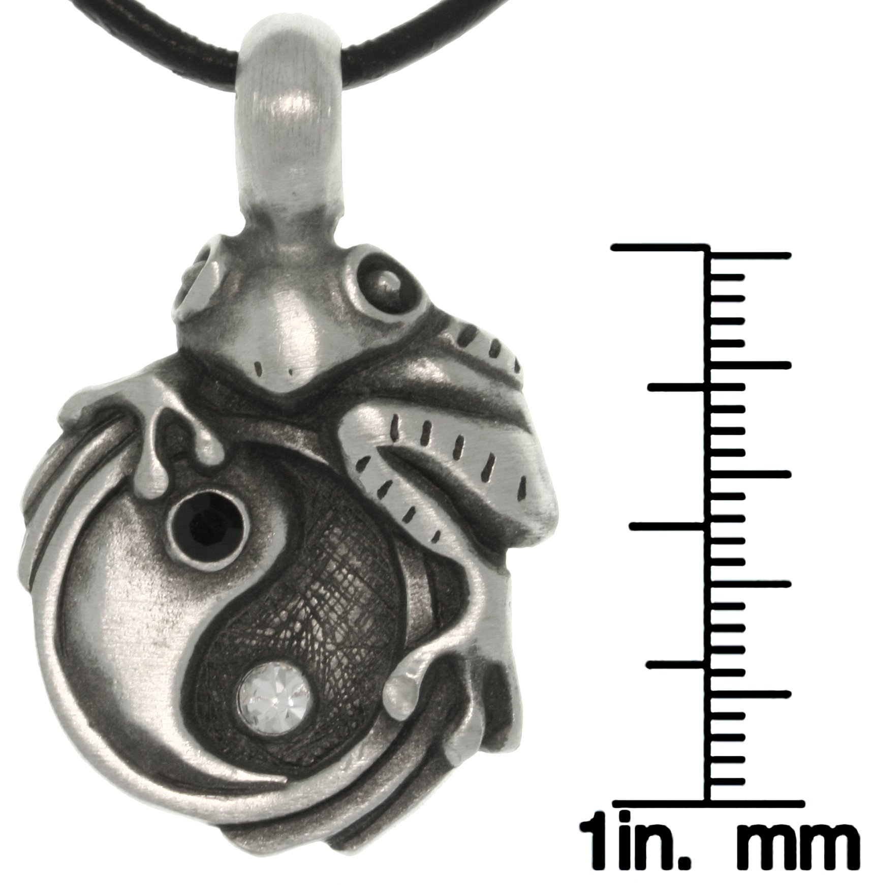 Jewelry Trends Frog on Yin Yang Pewter Pendant Necklace 18" Leather Cord