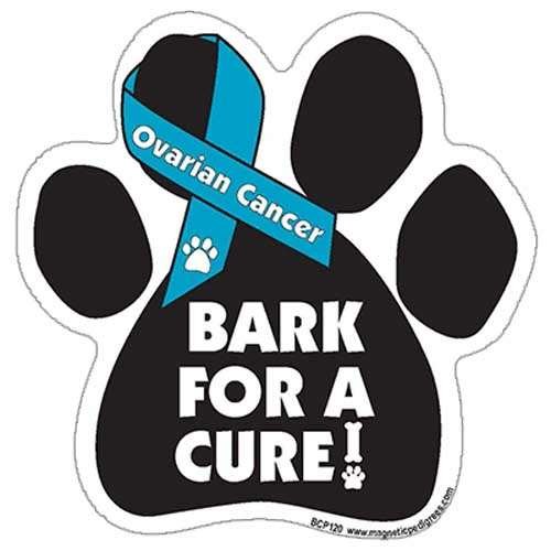 Bark For A Cure Ovarian Cancer Paw Support Ribbon Car Truck & Mailbox Magnet